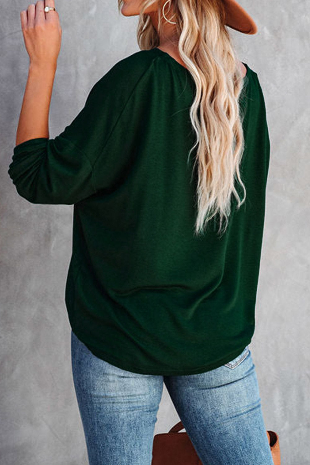 Green Leopard Clover Pattern Print Long Sleeve Top