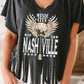 Guitar Wings Slogan Graphic Print Fringed T Shirt
