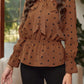 V Neck Tie Polka Dot Ruffled Blouse