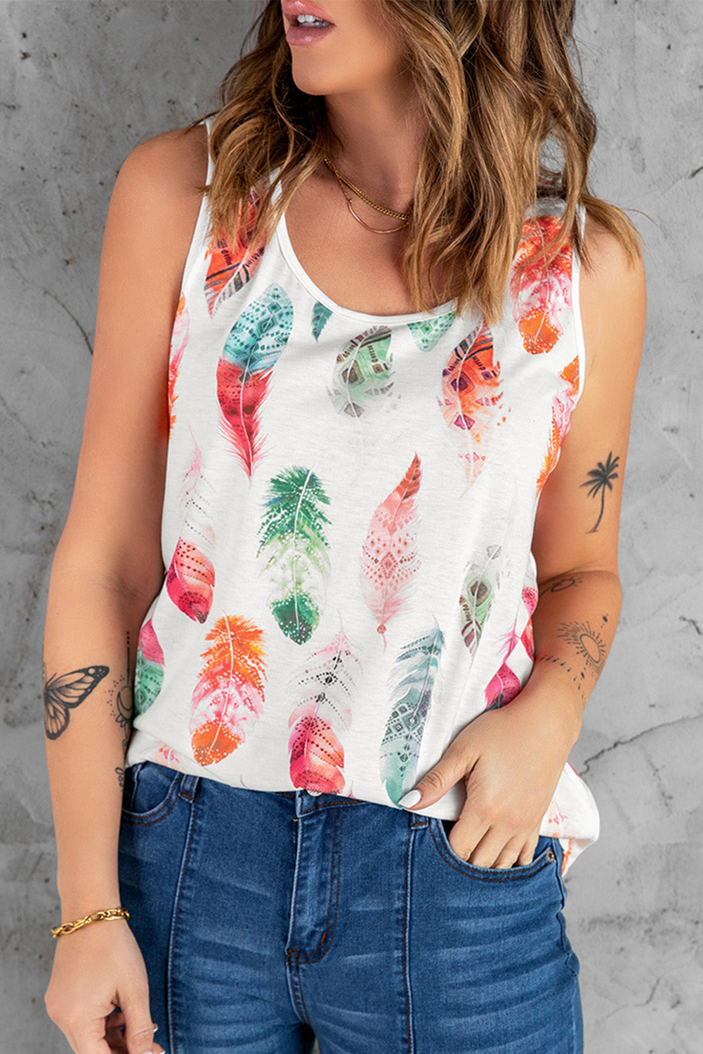 Aztec Feather Tank Top