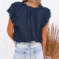 Tiered Ruffled Drawstring V Neck Top