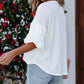 Joint Bubble Sleeve Round Neck Blouse