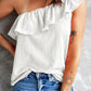 Ruffle One Shoulder Crinkle Tank