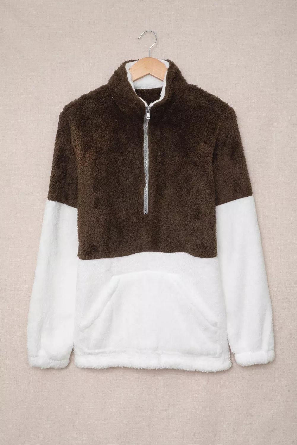 Zip Neck Oversize Fluffy Fleece Pullover