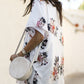 White Floral Print Summer Kimono