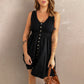 Buttons Sleeveless High Waist Mini Dress