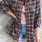 Pocket Buttons Long Sleeve Plaid Shirt