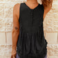 Lace Detail Buttons Back Sleeveless Top