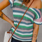 Striped Ruffle Short Sleeve Knit Top