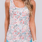 White Floral Print Cut-out U Neck Tank Top