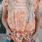 Floral Print Ruffled Crew Neck Sleeveless Top