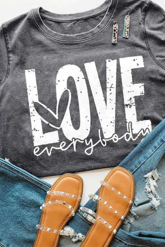 Gray LOVE everybody Graphic T-shirt