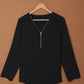 Casual V Neck Zip up Half Sleeve Blouse
