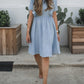 Sky Blue Ruffle Chambray Midi Dress