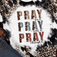 Leopard PRAY Slogan Bleached Dye Print Crewneck T Shirt
