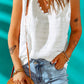 White Lace Crochet Keyhole Back V Neck Tank Top