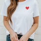 White Valentines Heart Pattern Embroidery T Shirt