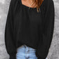 Square Neck Puff Sleeve Waffle Knit Top