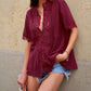 Crochet Hollow-out Lace Splicing Short Sleeve Top