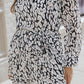 Leopard Leopard V Neck Long Sleeve A-line Dress