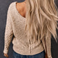 Beige V Neck Loose Knit Sweater
