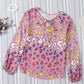 Purple Paint Palette Leopard Print Top
