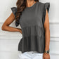 Gray Broderie Anglaise Flutter Blouse