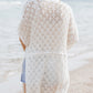 White Crochet Open Front Kimono with Slits