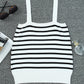 White Striped Tube Spaghetti Strap Knitted Tank Top