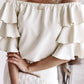 Apricot Tiered Ruffled Half Sleeve Off Shoulder Blouse