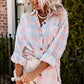 Collared Neckline Plaid Pattern Long Sleeve Shirt