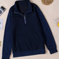 Stand Neck Waffle Zip up Sweatshirt