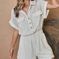 Beige Sheer Pattern Knit Pocketed Romper