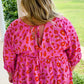 Rose Plus Size 3/4 Sleeves V Neck Leopard Dress
