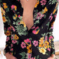 Black Retro Floral Print Button Up Long Sleeve Shirt