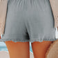 Gray Drawstring Frayed Edge Pocketed Shorts