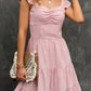 Flutter Sleeve Ruffle Hem Ruched Dress