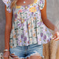 Multicolor Flutter Floral Print Flowy Tank Top