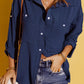 Solid Pocket Long Sleeve Button-up Shirt