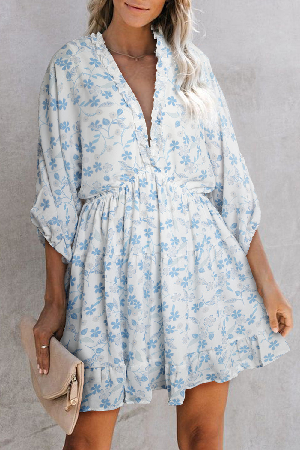 Ruffle Tiered Babydoll Style Mini Dress