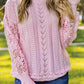 Crochet Lace Pointelle Knit Sweater