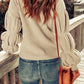 Khaki High Neck Drop Shoulder Rib Knit Sweater