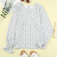 Floral Printed Crinkled Ruffled Bubble Sleeve Blouse