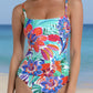 Tropical Print Ruched One Piece Swimsuit