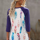 Feather Print 3/4 Raglan Sleeve Top
