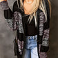 V Neck Buttons Front Colorblock Cardigan with Pockets