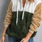 Colorblock Fluffy Faux Fur Hoodie