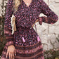 Split V Neck Boho Floral Dress