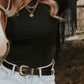 One Shoulder Fringed Long Sleeve Bodysuit