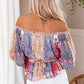 Bohemian Floral Print Off Shoulder Blouse